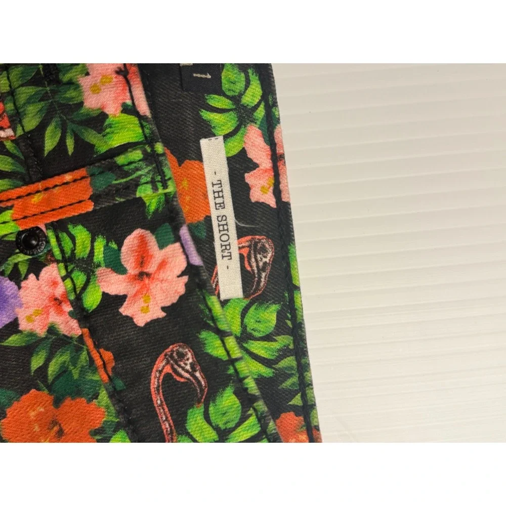 Lovesick Denim Shorts Black Floral Flamingo Tropical Cut Off Raw Hem 1 Women‎